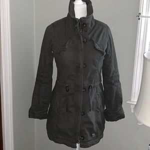 Abercrombie & Fitch Army Green Faux Fur Coat🧥